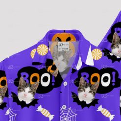 Personalized cat Hawaiian shirt in purple for Halloween parties