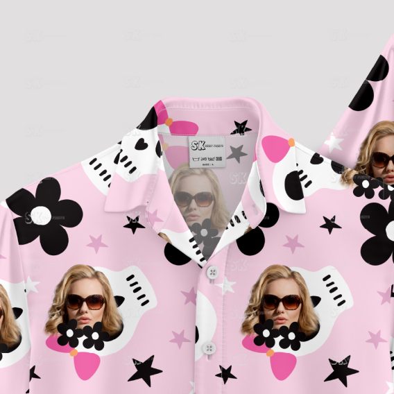 Pink Hawaiian shirt for women, perfect for Halloween parties