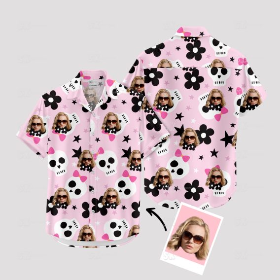 Pink Hawaiian shirt for women, perfect for Halloween parties