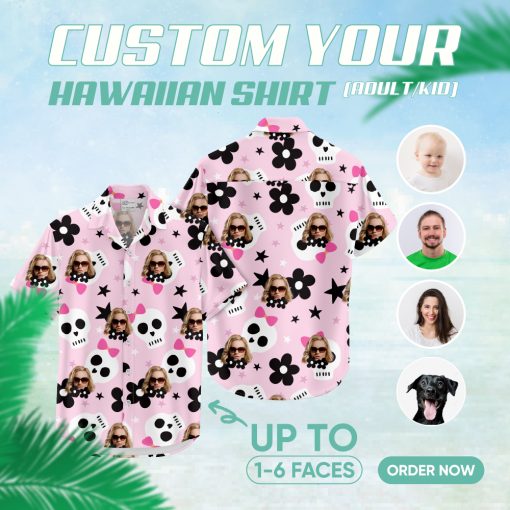 Pink Hawaiian shirt for women, perfect for Halloween parties
