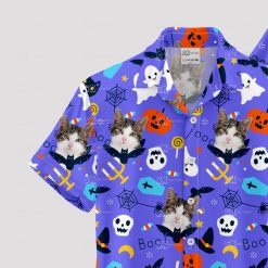 Purple Hawaiian shirt with Halloween theme and funny design