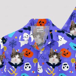 Purple Hawaiian shirt with Halloween theme and funny design