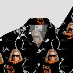Vintage womens Hawaiian shirt with Halloween themed design