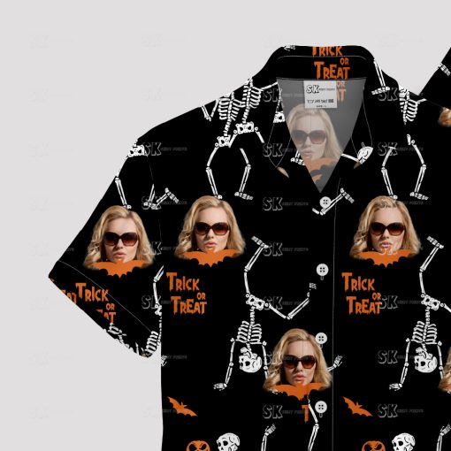 Vintage womens Hawaiian shirt with Halloween themed design
