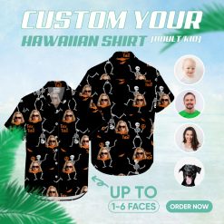 Vintage womens Hawaiian shirt with Halloween themed design