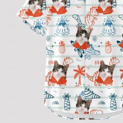 Custom cat Hawaiian shirt with dinosaurs and colorful whimsical pattern