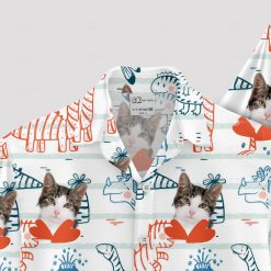 Custom cat Hawaiian shirt with dinosaurs and colorful whimsical pattern