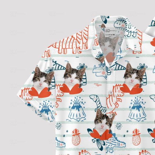 Custom cat Hawaiian shirt with dinosaurs and colorful whimsical pattern