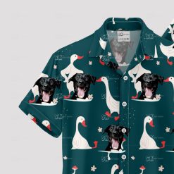 Custom dog face Hawaiian shirt with ducks and mushrooms design