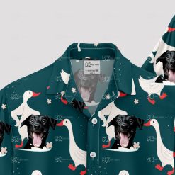 Custom dog face Hawaiian shirt with ducks and mushrooms design