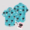 custom dog hawaiian shirt with black dog face and swans