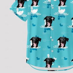 custom dog hawaiian shirt with black dog face and swans