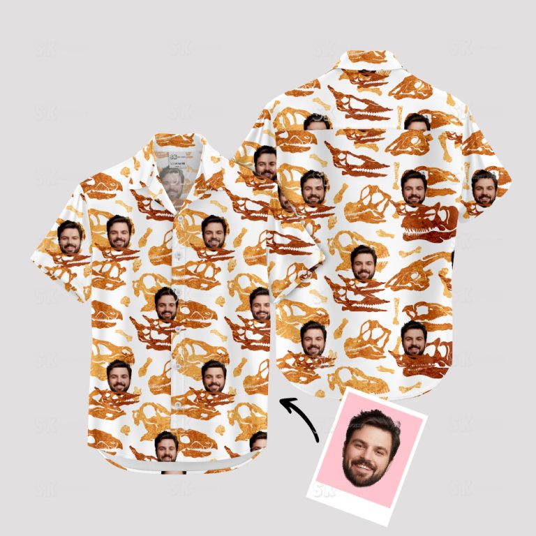 Mens Hawaiian Shirts Near Me — Dinosaur Skulls Custom Photo Design