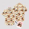 White mens Hawaiian shirt with colorful tropical motifs