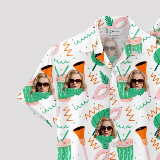women's Hawaiian shirt with vibrant sunglasses and tropical patterns