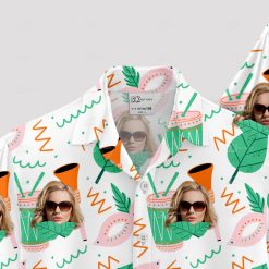 women's Hawaiian shirt with vibrant sunglasses and tropical patterns