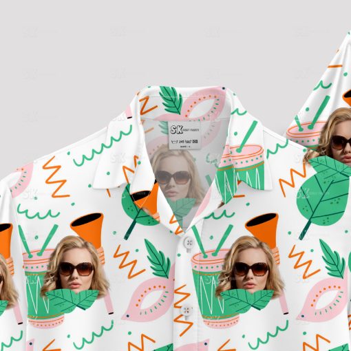 women's Hawaiian shirt with vibrant sunglasses and tropical patterns