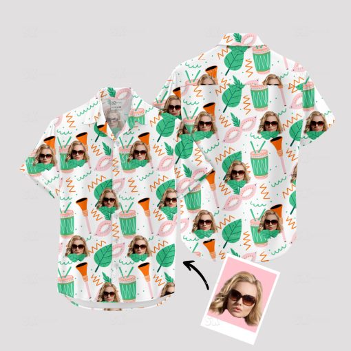women's Hawaiian shirt with vibrant sunglasses and tropical patterns