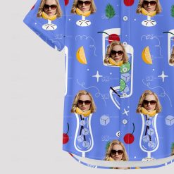 Drinking Hawaiian shirts with faces, cocktails, citrus, and leafy accents