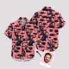 Custom Hawaiian Shirts with pink background, dragons, clouds, and repeating face