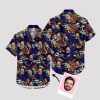 Custom Hawaiian Shirts with dragons, clouds, and personalized face on navy