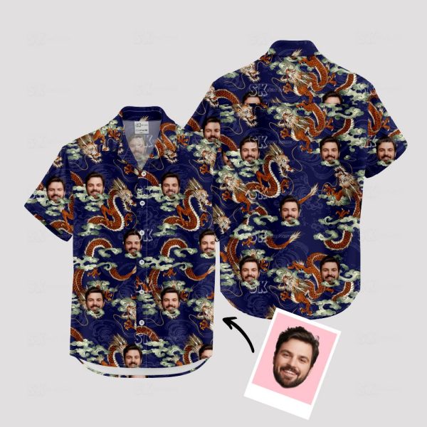 Custom Hawaiian Shirts with Dragons & Face Patterns – Stand Out in Style