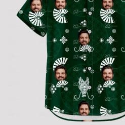 Custom Hawaiian Shirts with faces, geometric patterns, and animal motifs