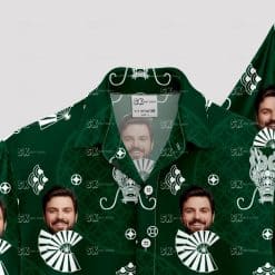 Custom Hawaiian Shirts with faces, geometric patterns, and animal motifs