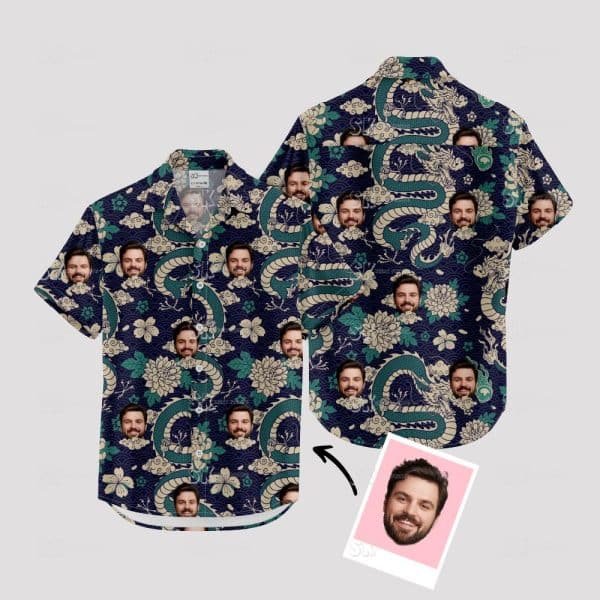 Custom Hawaiian Shirts – Unique Floral & Serpent Patterns with Faces