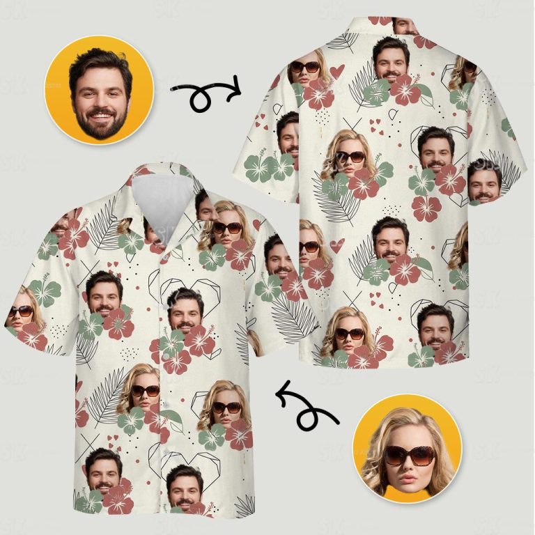 Matching Hawaiian Outfits for Couples – Custom Face Design | SK Shirt Prints