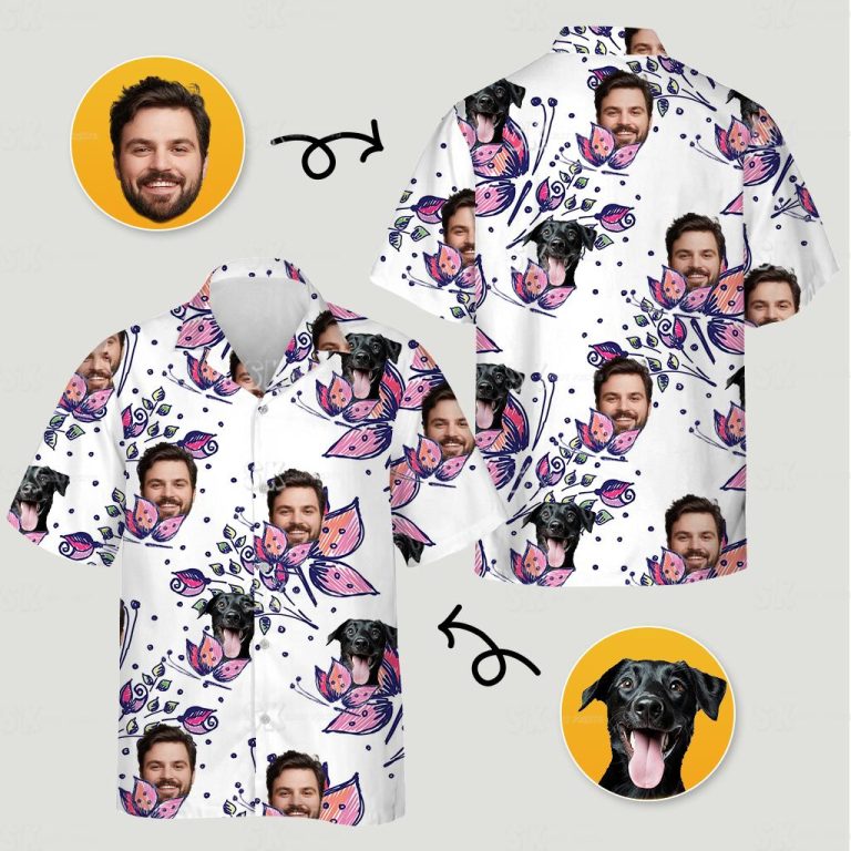 dog face on hawaiian shirt