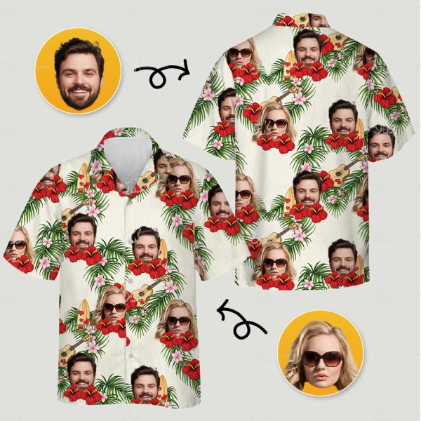 Hawaiian Costume for Couples | Custom Faces Shirt