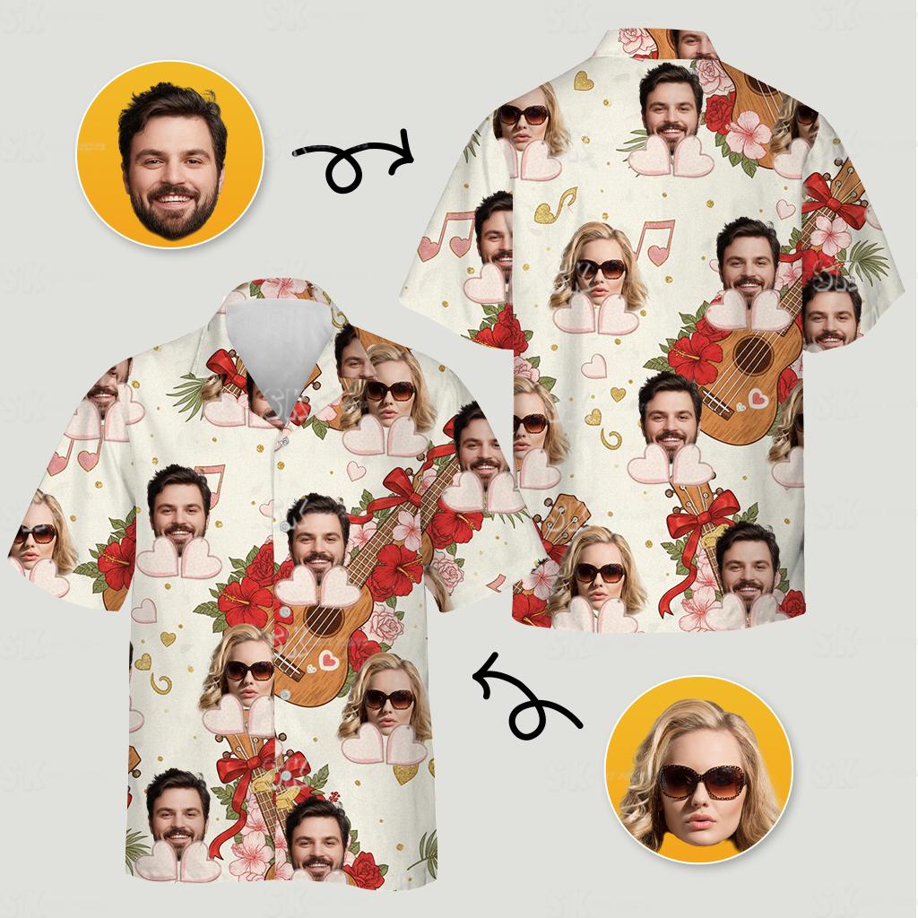 His and hers matching Hawaiian clothes make every luau memorable with playful, custom photo designs you’ll both love wearing