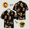 mens big and tall hawaiian shirts with yellow butterflies, faces, and black dog print