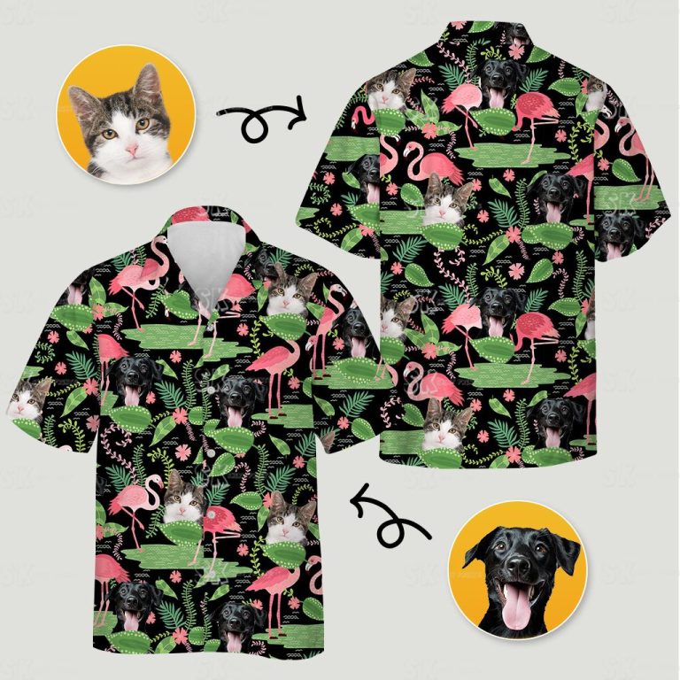 Mens Hawaiian shirts flamingo design brings playful style and custom faces for unforgettable memories