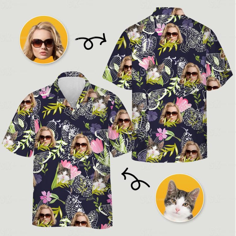 Womens Tropical Blouse with Custom Pet Face