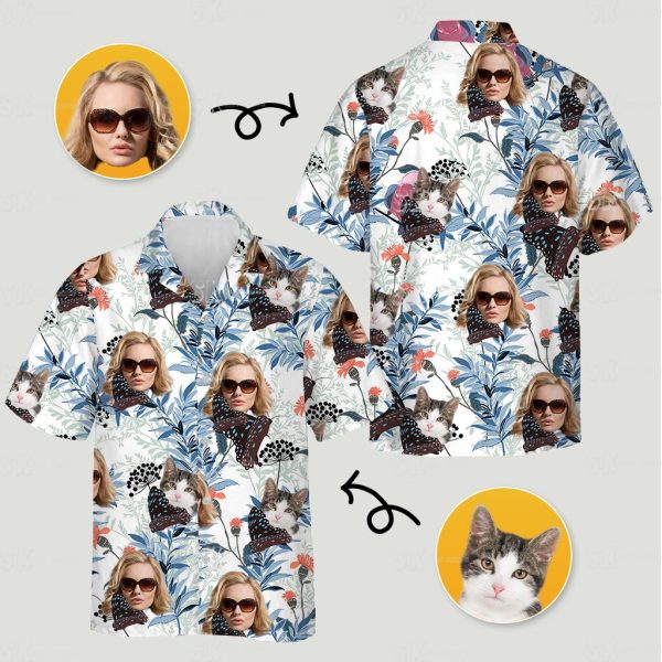 Tropical shirts for women with custom pet and face art turn vacations into vibrant memories with you at the center