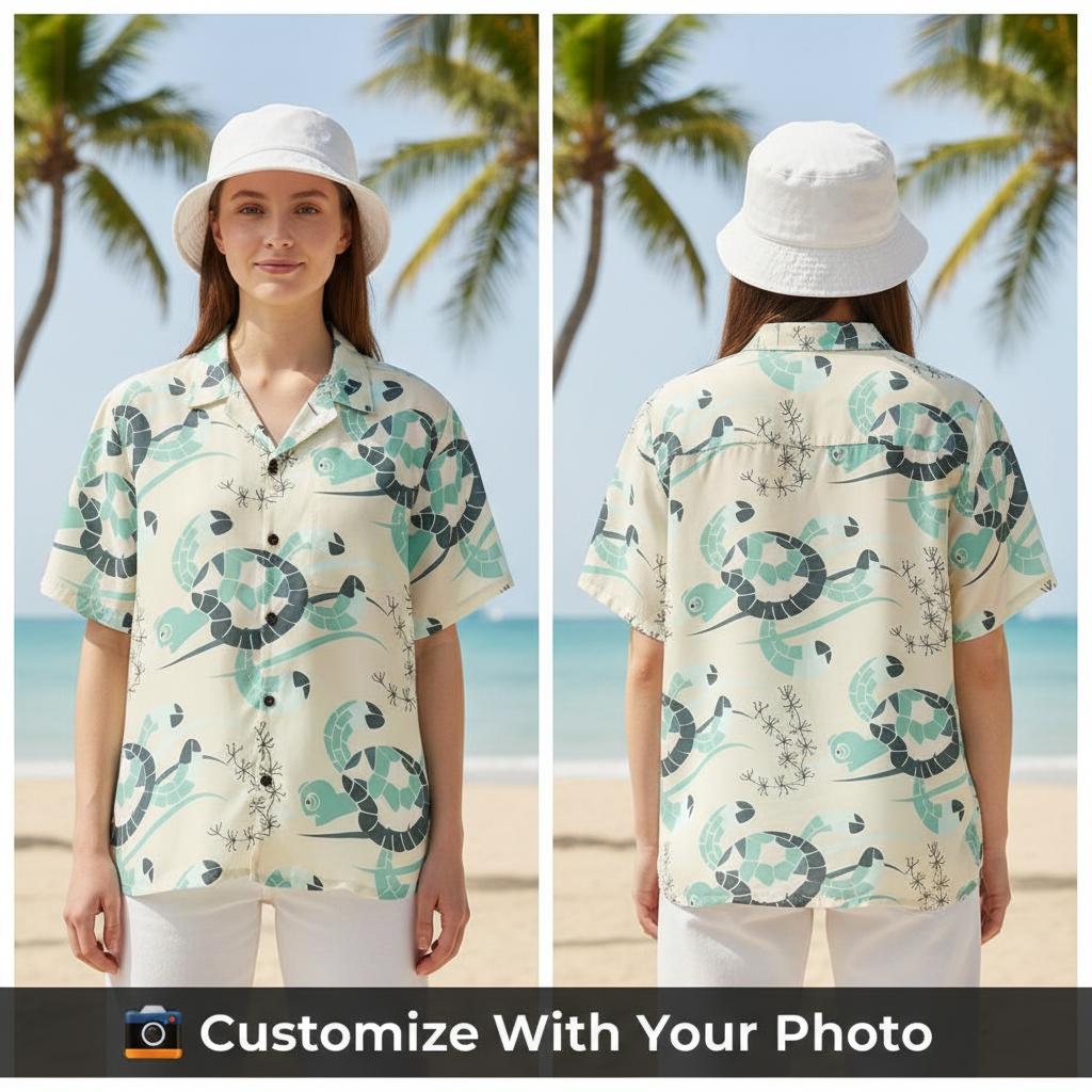 Turtle Hawaiian Shirt Custom Photo Print - Sea Ocean Beach Vacation Gift - ninja turtle hawaiian shirt collection