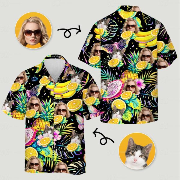 Banana Hawaiian Shirt Custom Photo Print Tropical Aloha