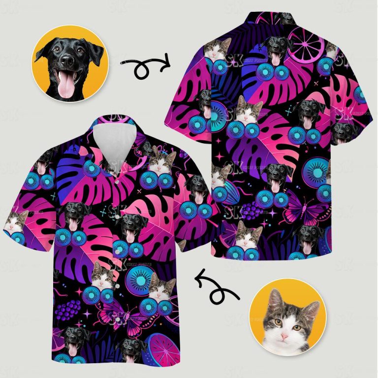 Black Pineapple Hawaiian Shirt Custom Pet Face Print