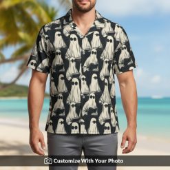 book lover halloween hawaiian shirt ghosts reading worn by man outdoors