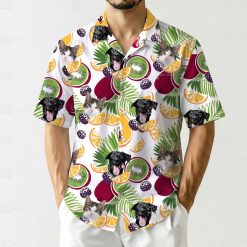 Hawaiian shirt pattern shows cat hawaiian shirt design citrus kiwis blackberries animal faces