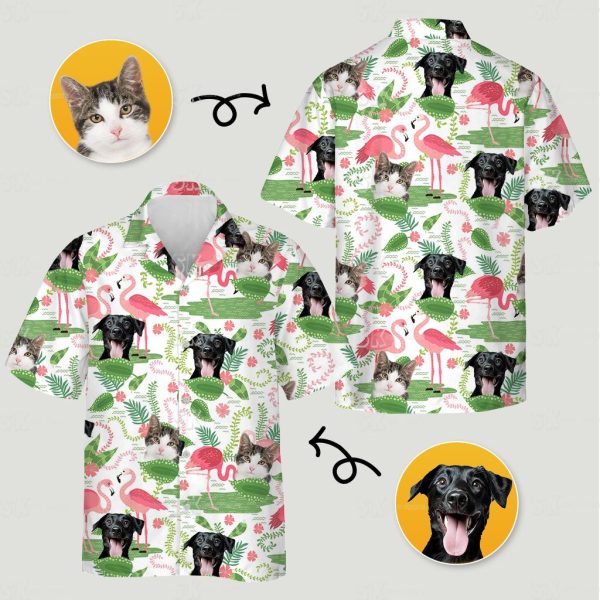Cat Themed Hawaiian Shirt Custom Photo Print Cats Dogs
