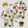 Custom mens tropical short sleeve shirts featuring cat and dog photos with hibiscus flowers
