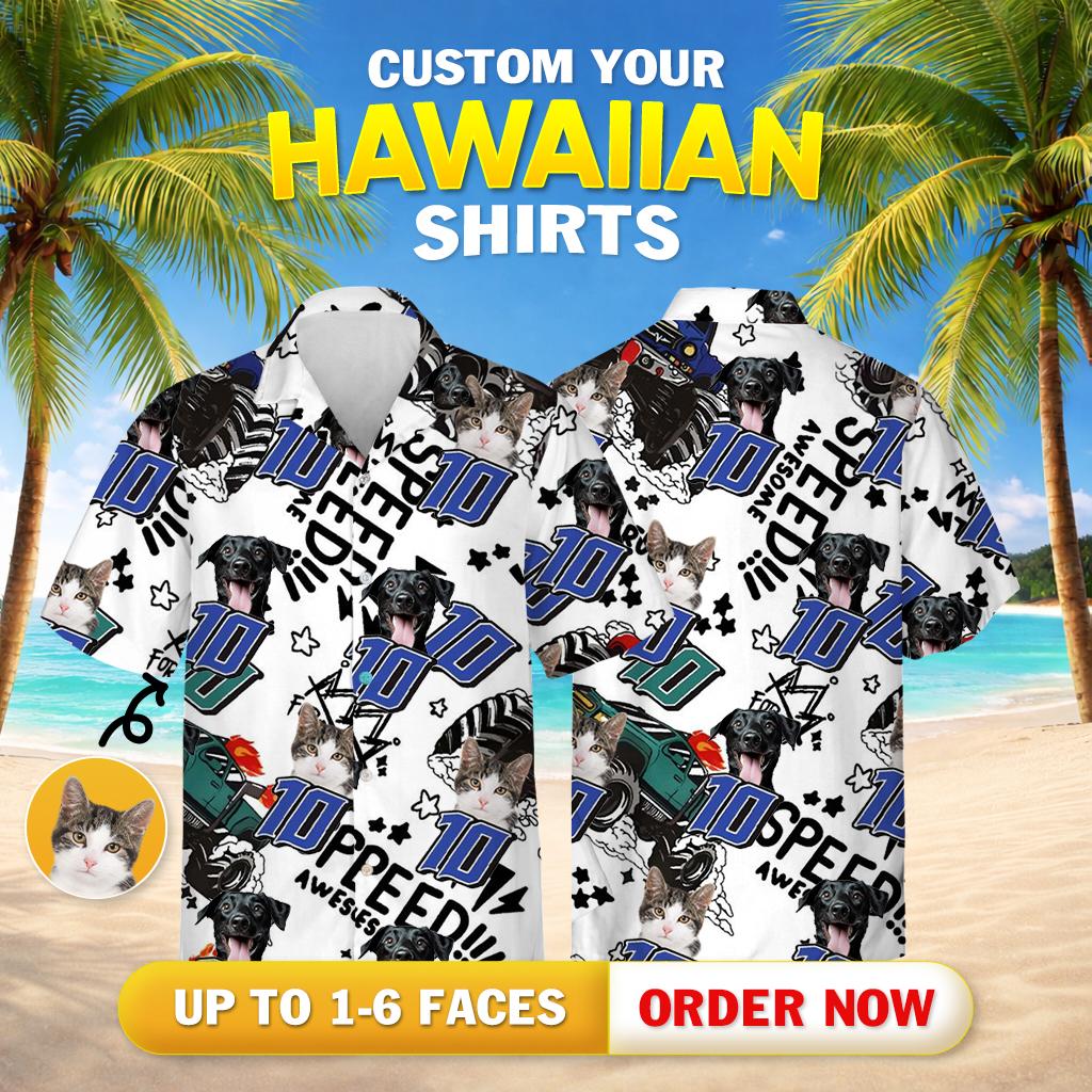 Pattern shows cat dog photos number 10 speed awesome text stars abstract graphic elements