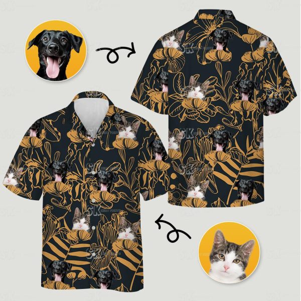 Best Mens Hawaiian Shirts Custom Photo Floral Cat Dog Print