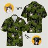 Tropical personalized cat hawaiian shirt with monstera leaves and cat dog faces