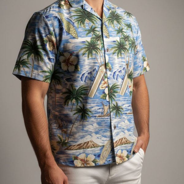 Vintage Royal Hawaiian Shirt Men's Retro Aloha Print Cotton Tiki Style