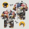 Collage bald eagle hawaiian shirt featuring eagle american flag dog cat design