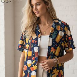 Beer Hawaiian shirt size specifications and measurement chart for tropical drinking shirt